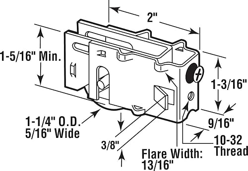 Miniatura 2 de Prime-Line D 1688 1-14 In. Rodamiento de bolas de acero Rodamiento de puerta corredera (un solo paquete), zinc amarillo