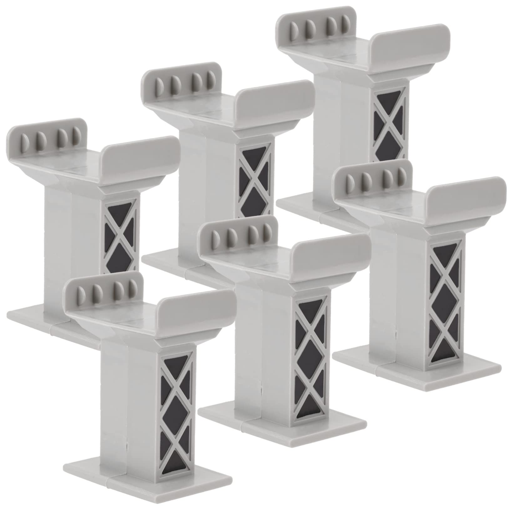 Toyvian 6Pcs Light Grey Train Bridge Pier Supports - Compatible with Wooden Train Sets - Enhance Stability and Fun for Kids' Railway Projects