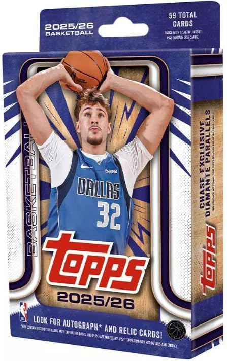 NEW 2025-26 TOPPSBasketball Card HANGER Box w/59Cards, Bonus Custom Cooper Flagg Card Sized Print