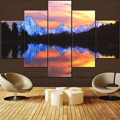 Vista 66 de Paisaje de 5 piezas pintura sobre lienzo