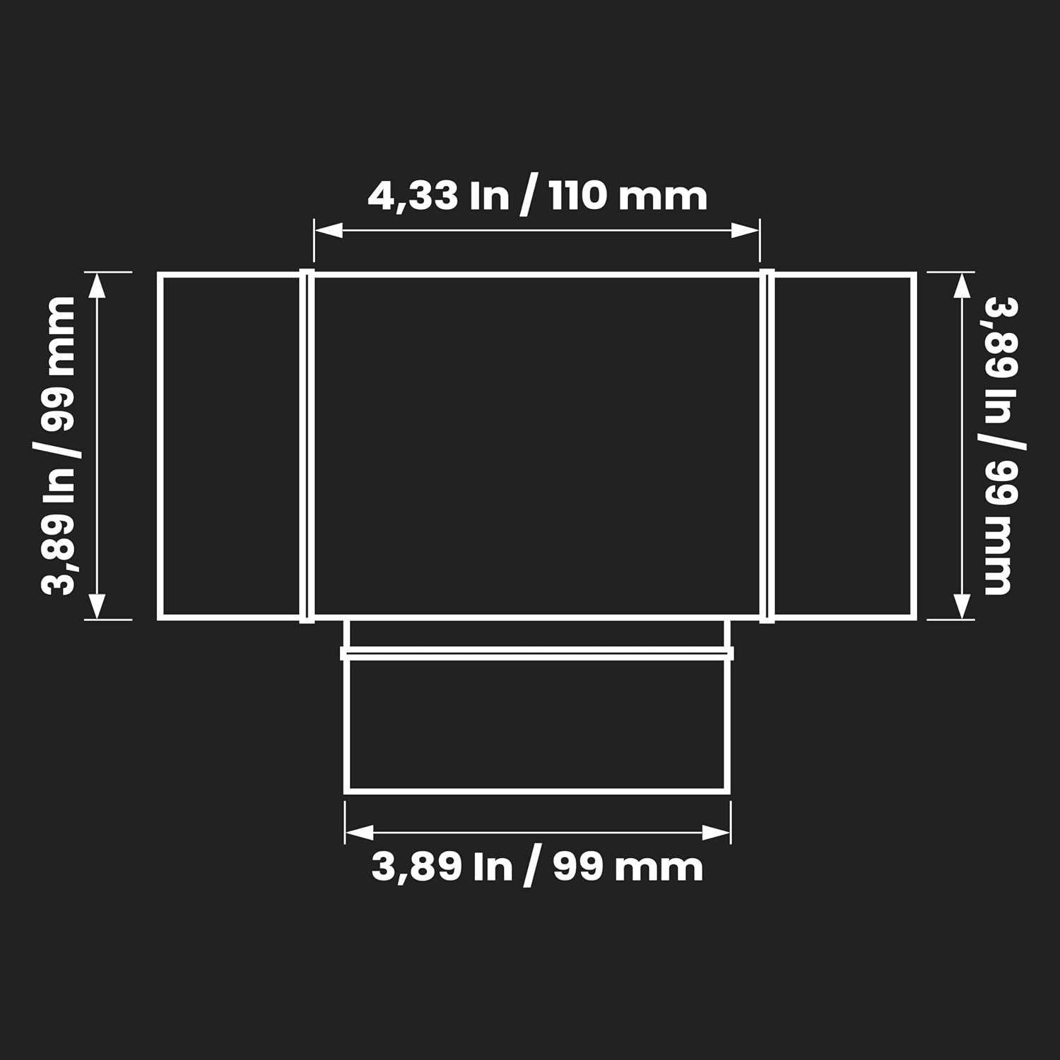 4" Inch Pack of 2 Plastic White 3 Way T Joints - Duct Splitter for Exhaust Fan Dryer - Round Duct Hose Connector - Vent Air Pipe Joint - 90 Degree Three Branch Junction