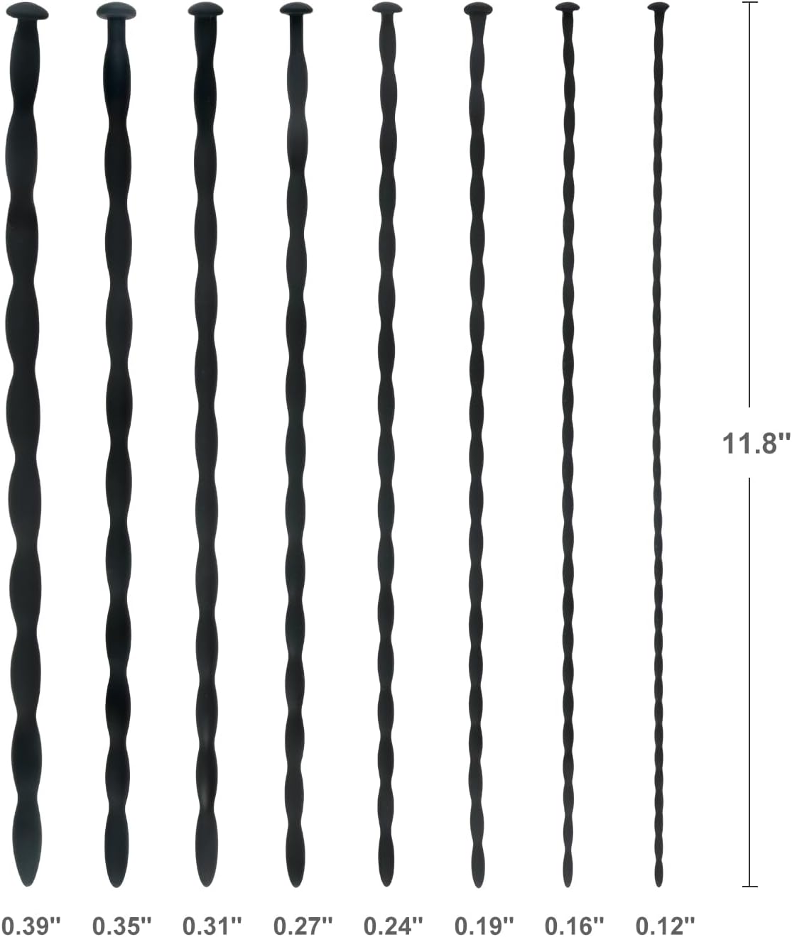 Urethral Sounds Silicone Penis Sounding Rods Male Penis Plug, 8 Sizes | Urinary Dilator, Penis Plug, Urethra Stretcher, Masturbation Rods