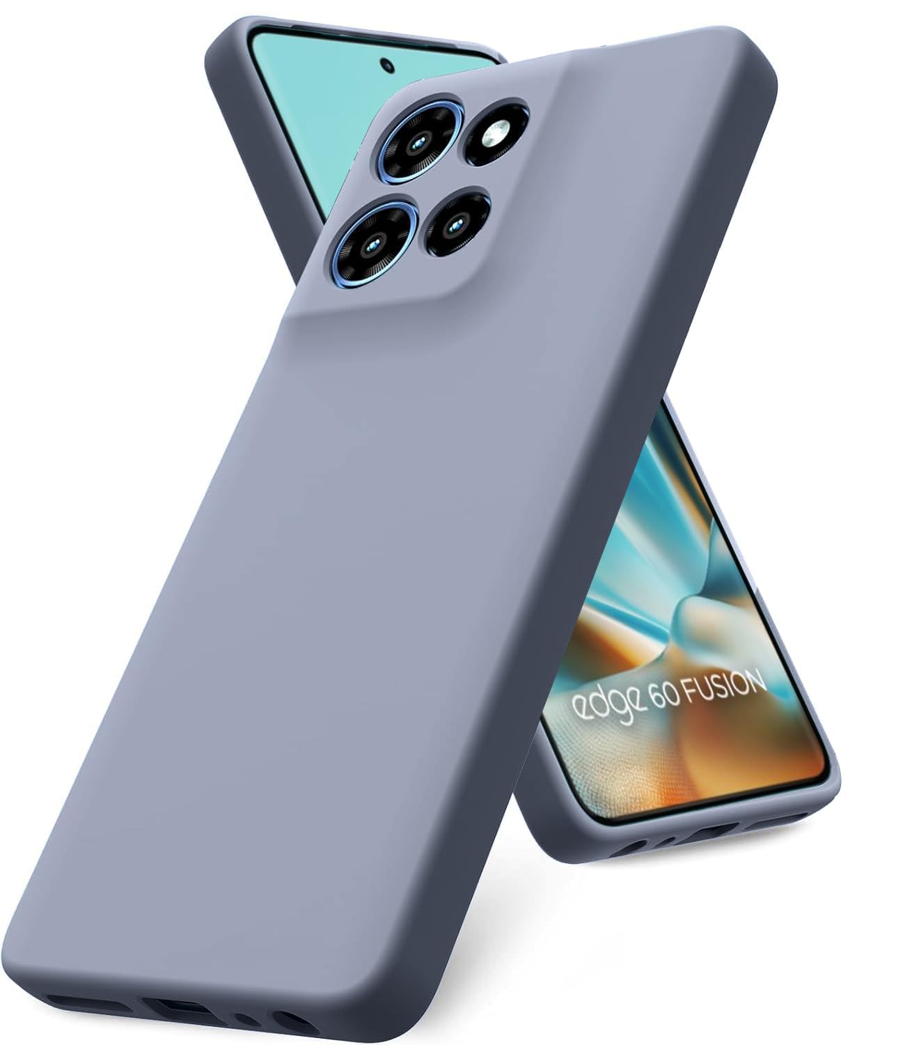 DIZORO Microfiber Candy Case for Motorola Moto Edge 60 Fusion 5G / Edge 60 5G Smooth Touch Cushion Liquid Soft Silicone Gel Phone Cases Non-Slip Full Body Protective Back Cover New Lavender Grey-image-24