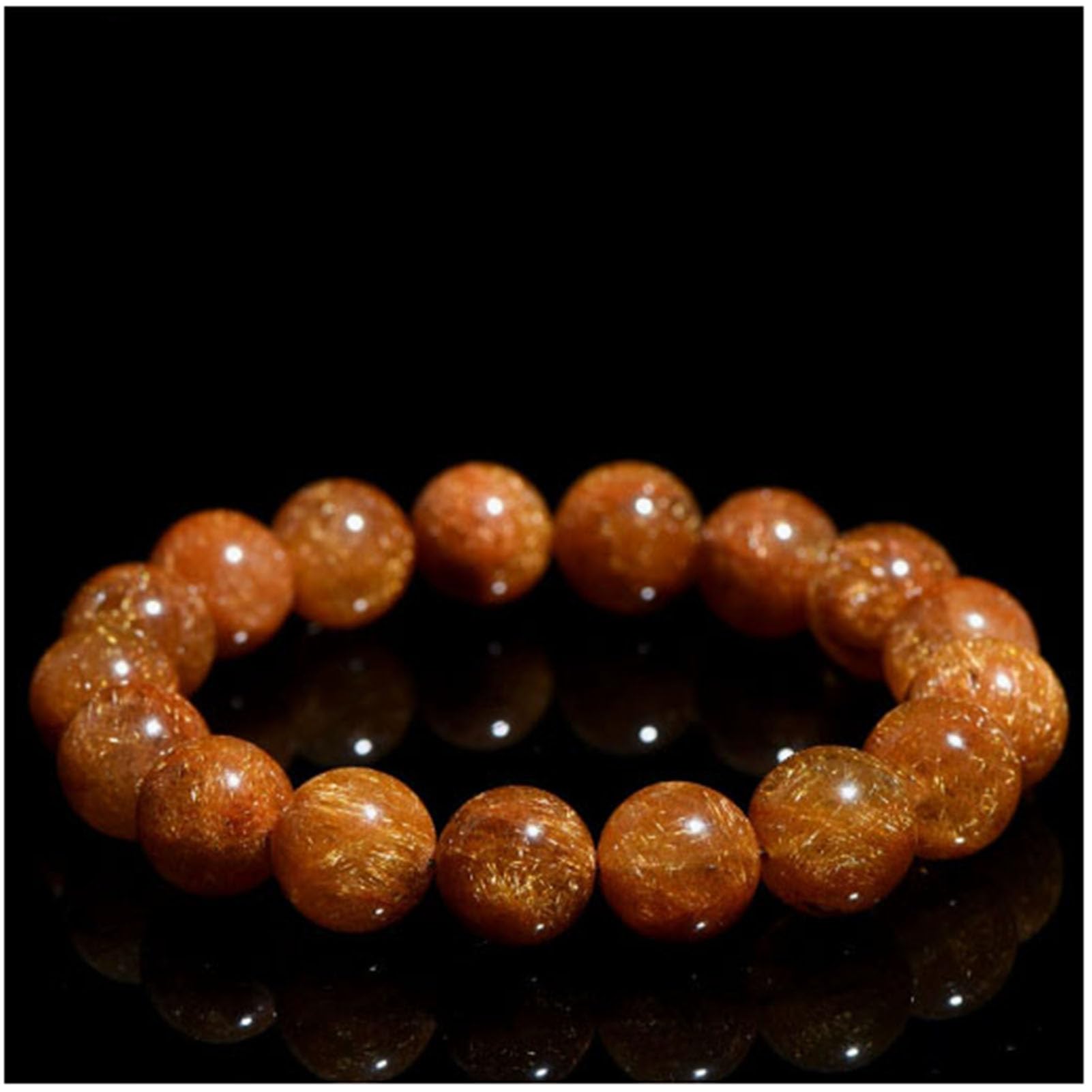 Edelsteinkristalle, Chakra-Perlen-Armband, natürliche Kristallperlen, goldfarbener Rutilquarz, polierte, runde, Glatte Steinperlen, echte echte Steinperlen für Armband-Halskette,6a,7MM
