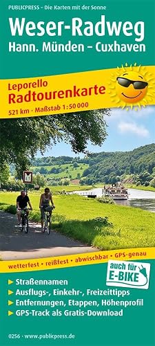Weser-Radweg, Hann. Münden - Cuxhaven: Leporello Radtourenkarte mit Ausflugszielen, Einkehr- &amp; Freizeittipps, wetterfest, reissfest, abwischbar, GPS-genau. 1:50000 (Leporello Radtourenkarte: LEP-RK)