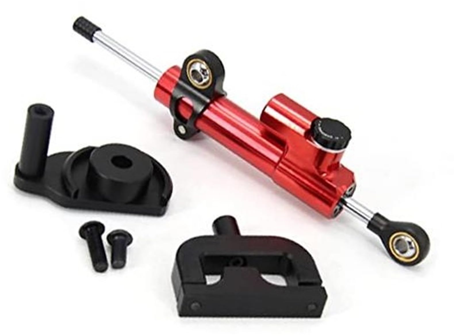 Stabilizator kierownicy skutera elektrycznego, XEBRAD Do zestawu wsporników montażowych amortyzatora stabilizatora układu kierowniczego do skutera elektrycznego KAABO Mantis(BLACK Red Set)