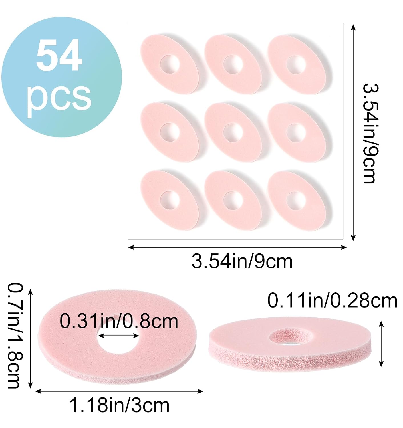 54 Pcs Corn Pads, Corn Cushions for Toes Ultra-Soft Foam Callus Pads with Self-Stick Adhesive for Instant Pain Relief (Calluses, Corns, Blisters)