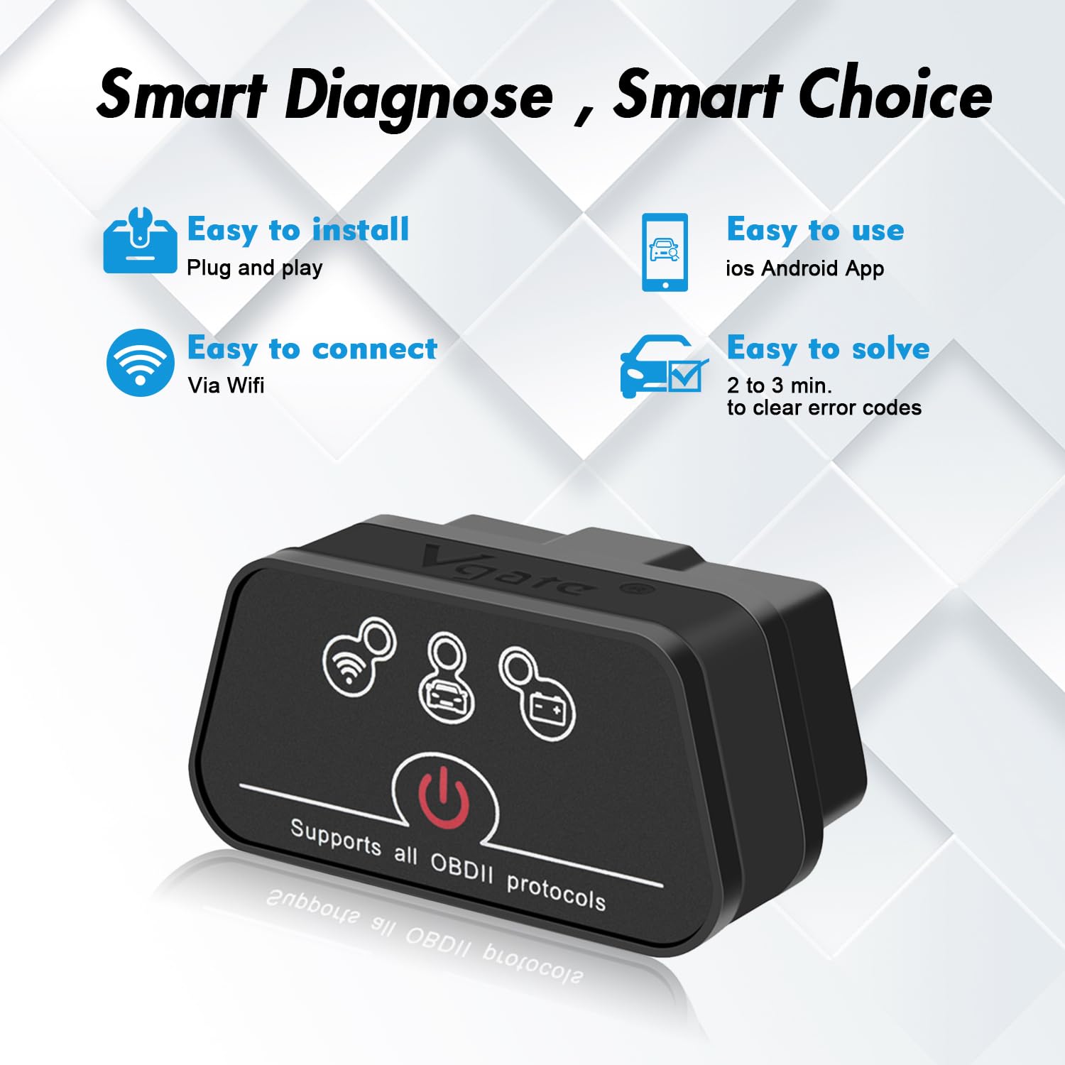 Vgate iCar2 Mini WIFI OBD II czytnik kodów EOBD adapter skanera samochodowego narzędzie diagnostyczne do systemu Android i Windows