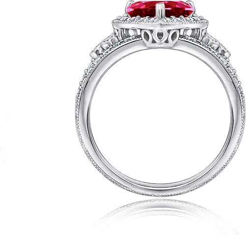 Miniatura 2 de Tienda Collection Platinum-Plated Sterling Silver Infinite Elements Zirconia Heart-Shape Antique Ring Set