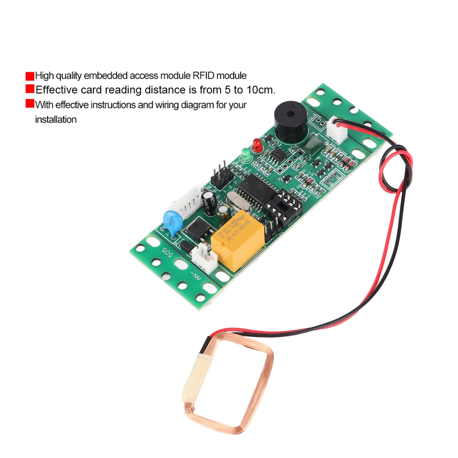 Generic Módulo de Control de Acceso de 125khz, Lector Integrado de Rendimiento Estable con Diagrama de Cableado para Cerraduras de Controlador de Acceso de 9-12V