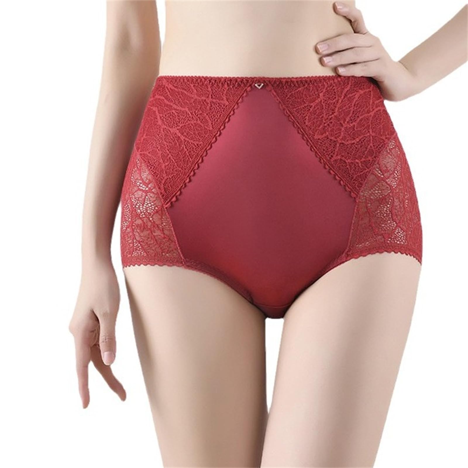 Bragas Hipster Mujer Bragas De Encaje De Cintura Alta con Costuras De Satén para Fondos De Talla Grande para Mujeres 2 Paquetes