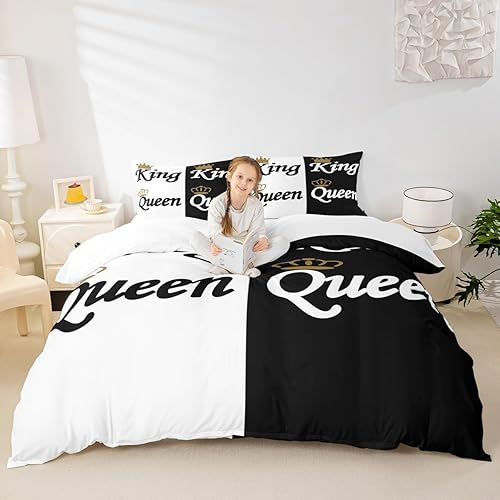 Miniatura 4 de Feelyou Mr Mrs - Juego de funda de edredón para adultos, pareja y amante, ultra suave, para el día de San Valentín, juego de funda de edredón King