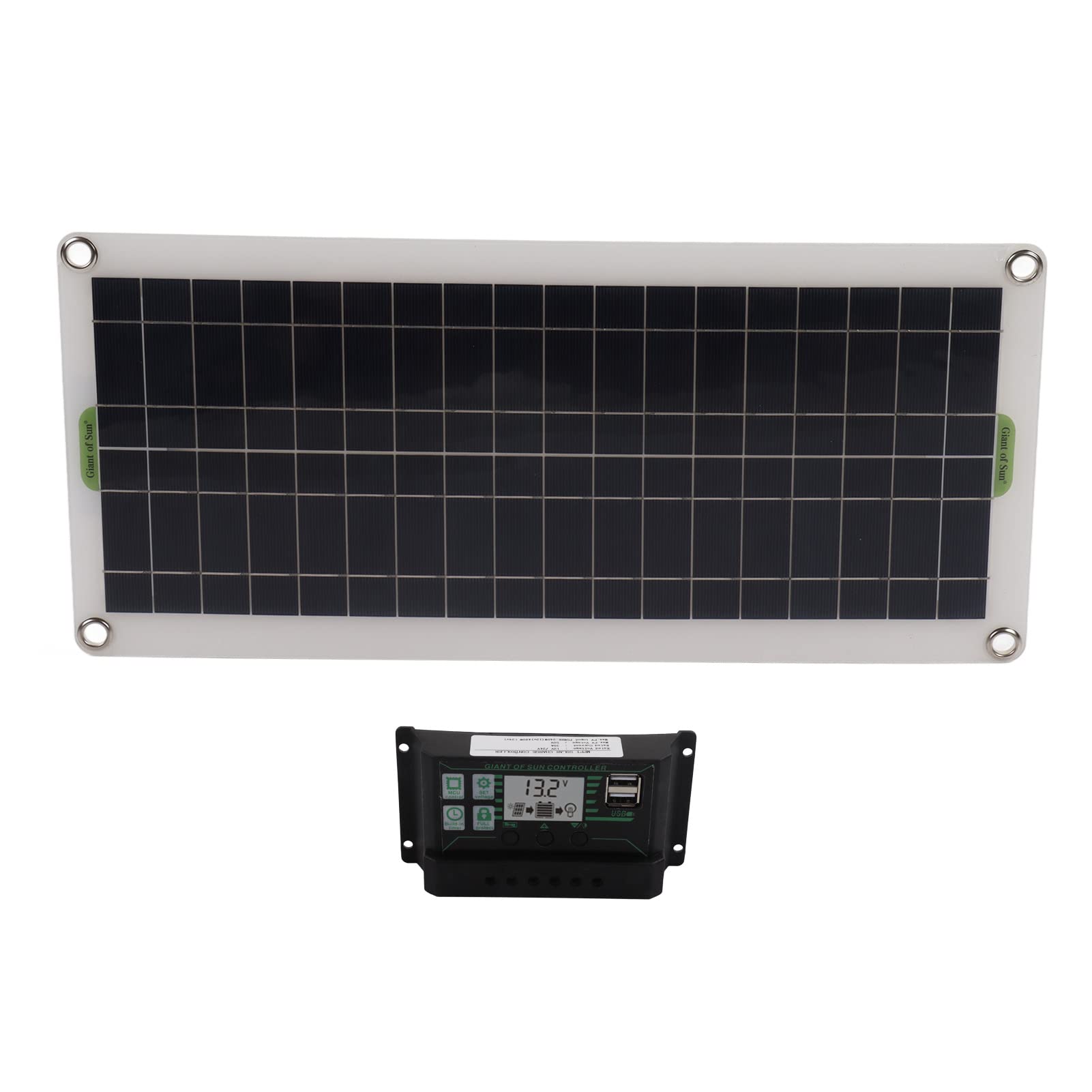 Cryfokt Kit de Paneles Solares de 30W 12V 24V, Mantenedor de Cargador de Panel Solar con Controlador, Cable SAE, Cargador de Batería Solar para Automóvil, RV, Barco, Marino, Remolque