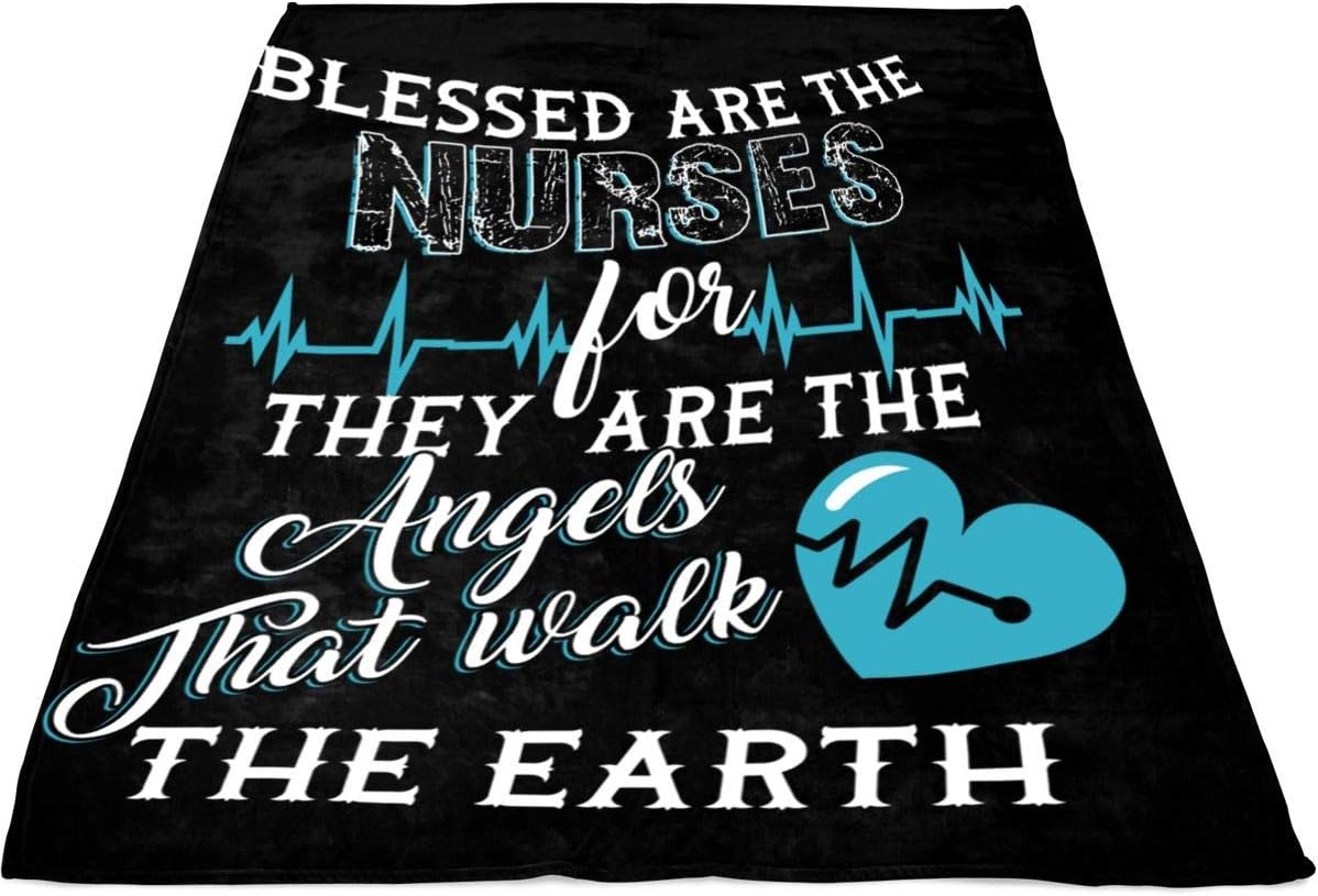 Blessed are The Nurses Soft Fleece Throw Blanket, Cool Nurse Fleece Luxury Blanket (Large Fleece Blanket (80"x60") - Black)