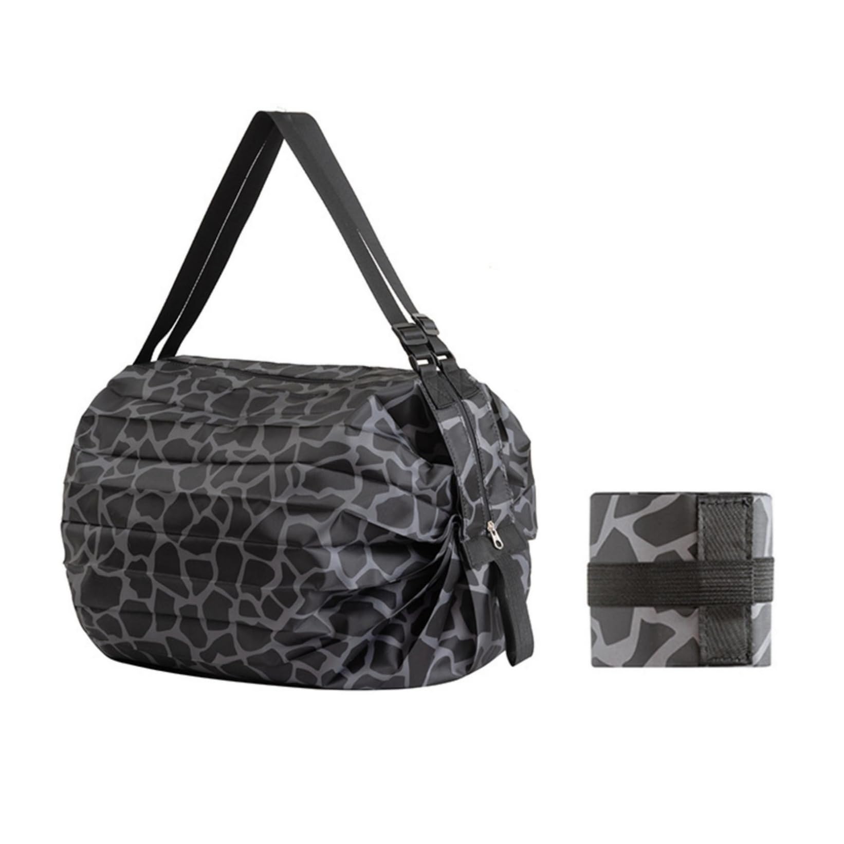 Meoliny Foldable Shopping Bag,Compact and Durable Outdoor Storage Bag.(Black).