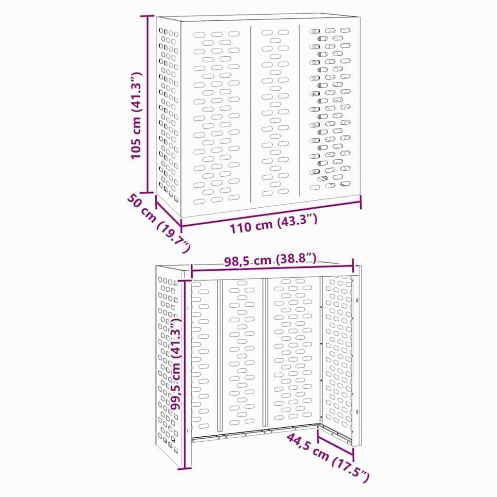 vidaXL Airconditioner hoes Wit 110 x 50 x 105 cm Gegalvaniseerd staal | Strakke lijnen en een matte afwerking, Sterk gebouwd met robuust plastic, Ideaal voor buitenlocaties
