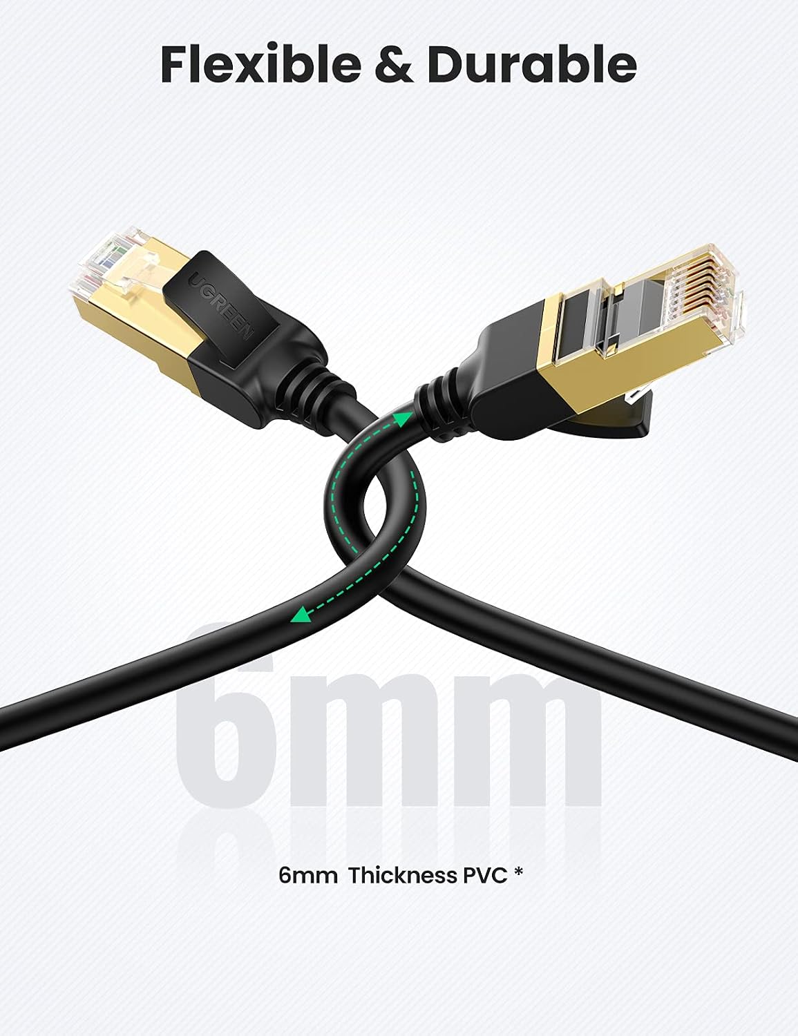 Super Sale 🛒 UGREEN Ethernet Cable, Cat 7 10 Gigabit LAN Network RJ45 High Speed Patch Cord Flat Design 10Gbps for 600Mhz/s STP Molded for Switch, Router, Modem, Patch Panel, PC (15FT)