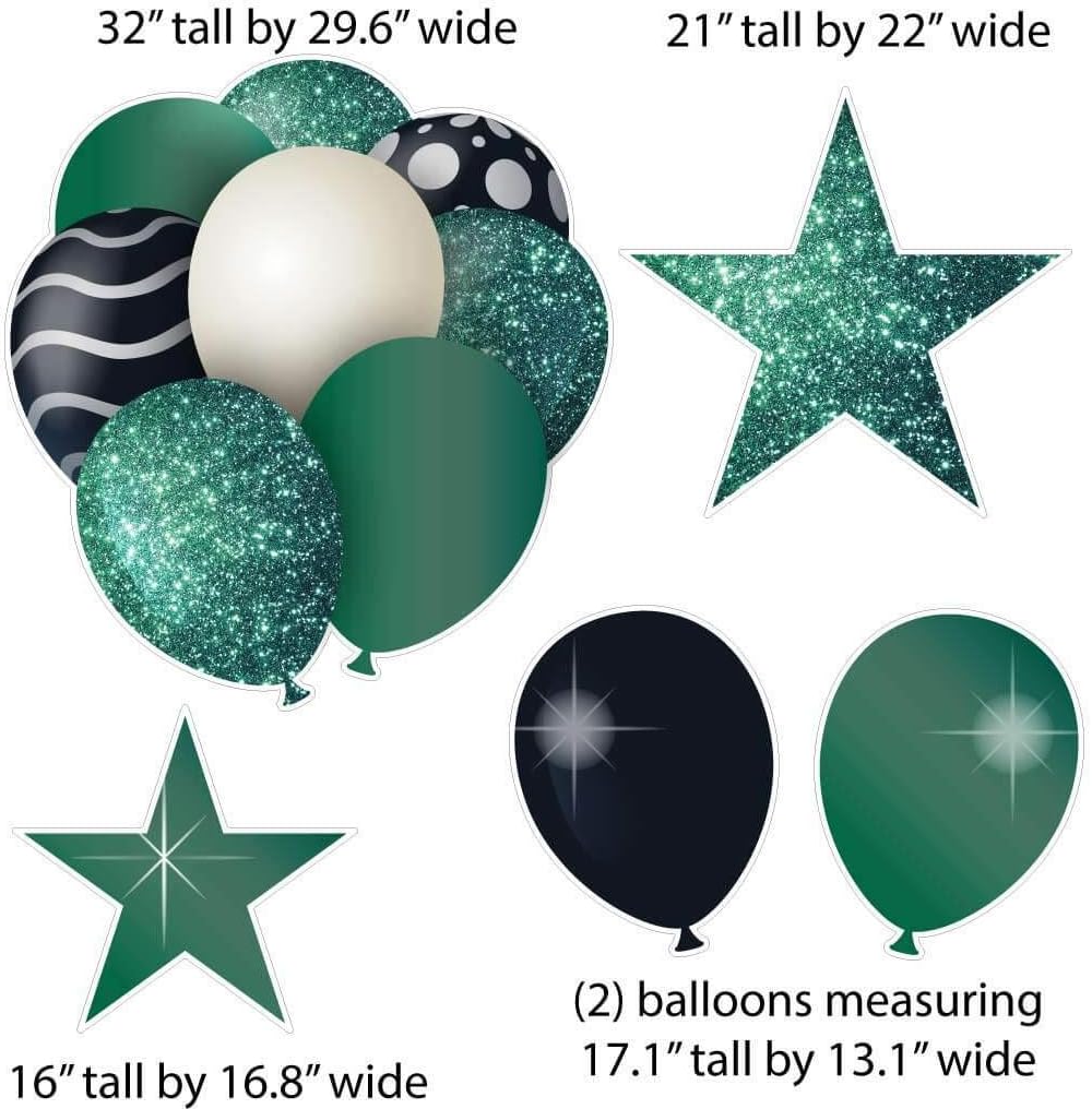 VictoryStore Birthday Outdoor Decorations, Set of 10 Sparkle Accessories Yard Signs Package, Cupcake, Presents, Balloon (Green 18797)