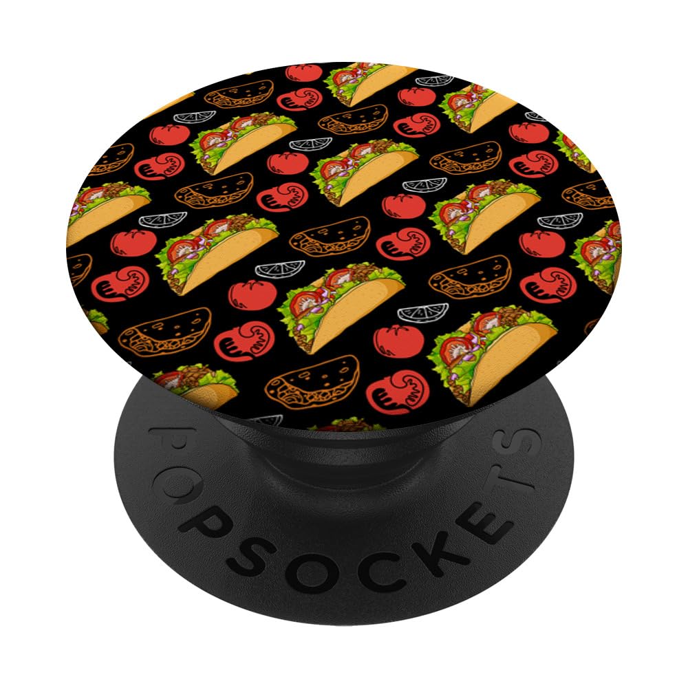 Taco Pattern Mexican Food Chilaquiles Burritos Quesadilla PopSockets Swappable PopGrip