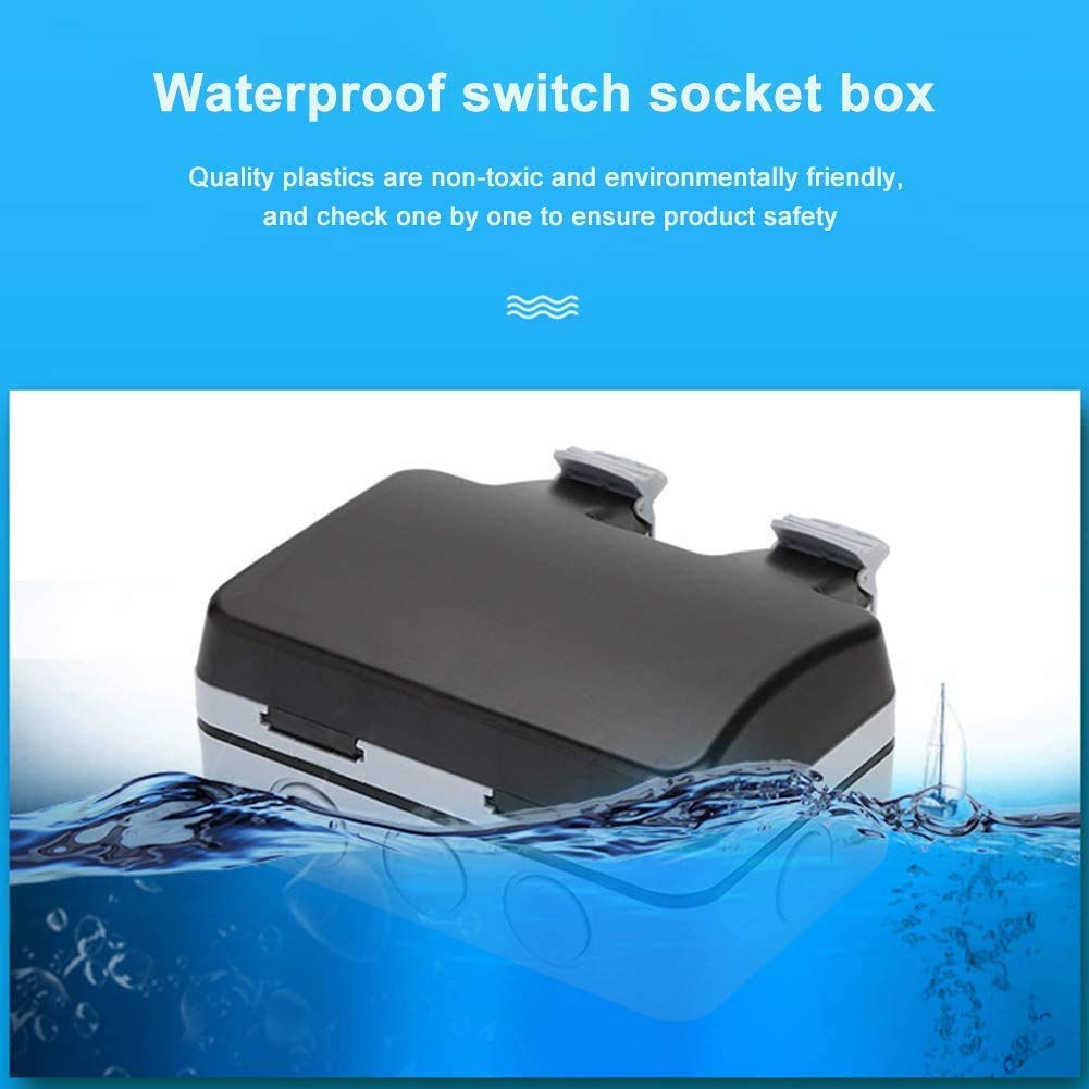 Outdoor Socket, IP66 2 Gang Waterproof Double Socket, Wall Electrical