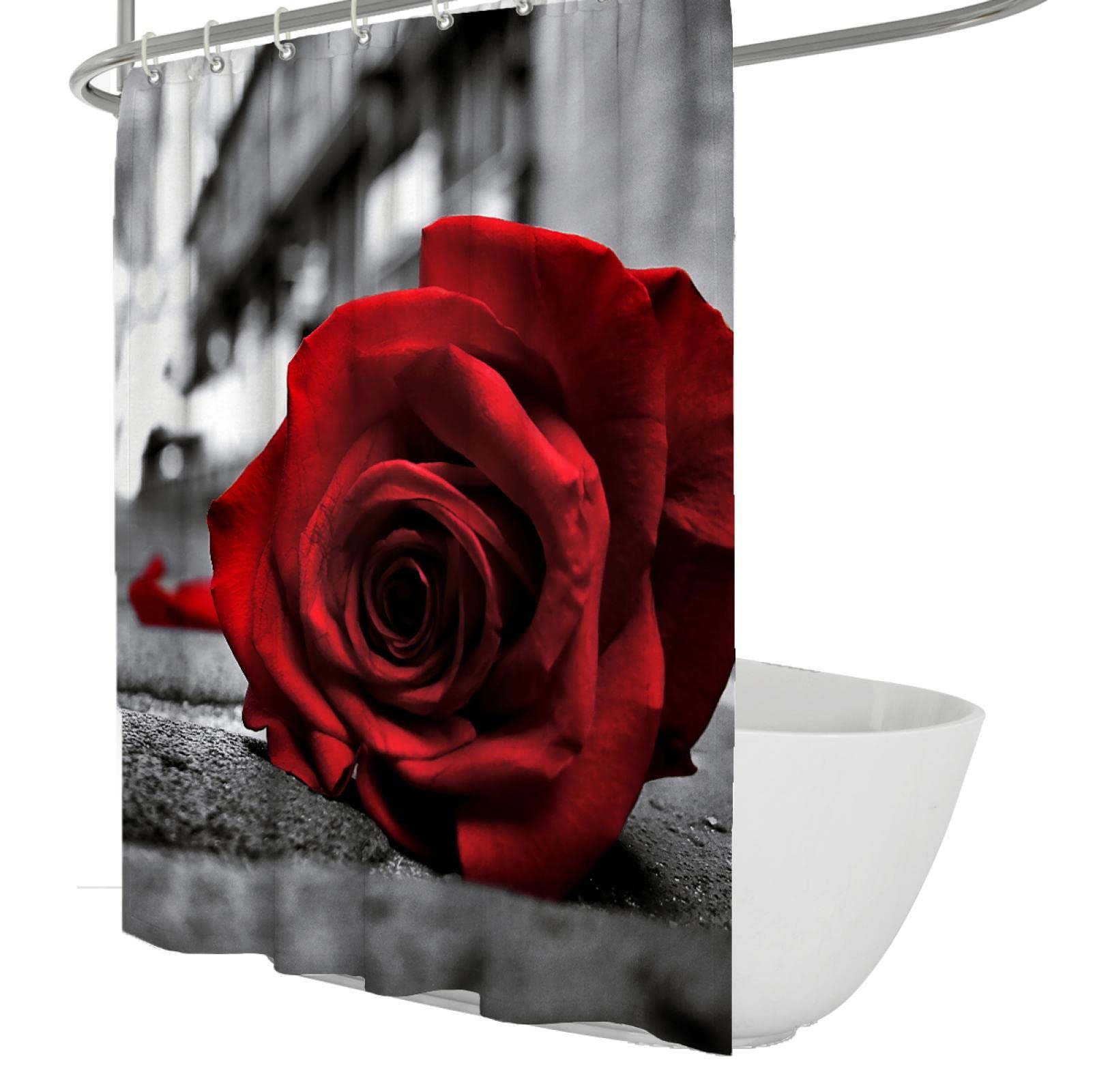 Red Rose Tende da doccia per set da bagno con 12 ganci regalo di San Valentino Home Hotel Arredo bagno Soft Hotel Qualità 220x183cm