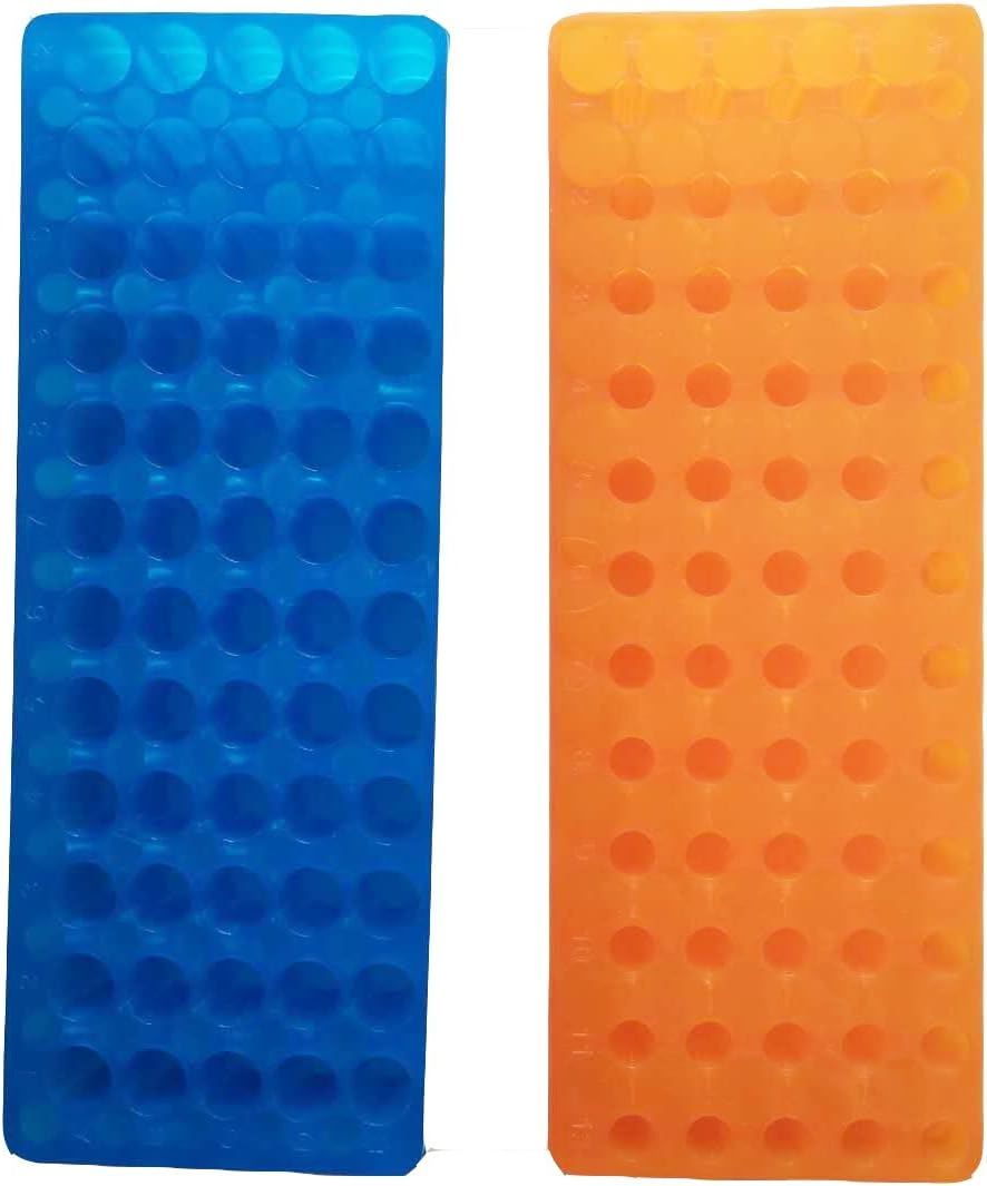 Orange/Blue Tube Rack Double Panel 60 Positions Polypropylene for Microcentrifuge Tubes 0.5/1.5ml (Pack of 2)