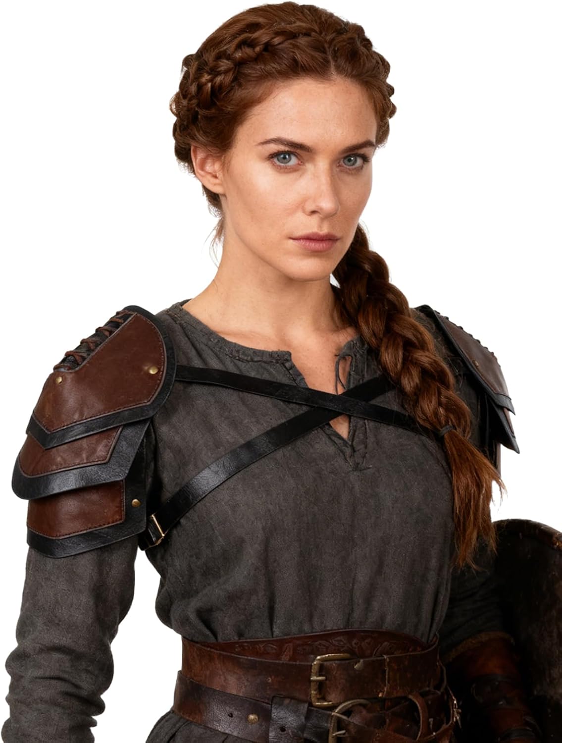 Joukavor Medieval Leather Pauldron Shoulder Armor Viking Renaissance LARP Cosplay Accessory for Women