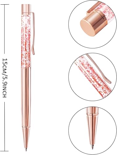 Miniatura 2 de ZZTX 6 bolígrafos de metal de oro rosa con recambios, tinta negra, suministros de oficina, regalos para Navidad, boda, cumpleaños