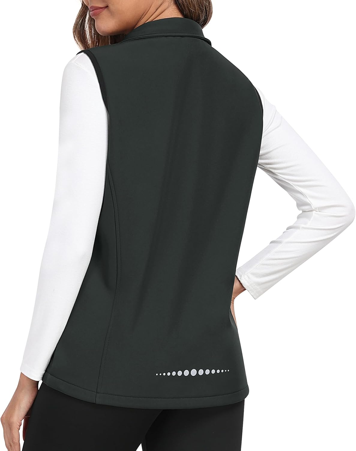 MoFiz Women's Fleece Lined Softshell Vest Windproof Lightweight Insulated Sleeveless Jacket Full Zip Running Vest - Image 3