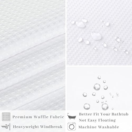 Miniatura 2 de Cortina de ducha de tela sin gancho, 36 pulgadas de ancho x 72 pulgadas de largo, con forro de poliéster a presión con imanes, parte superior