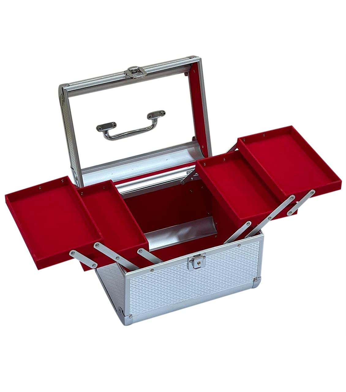 Adson Professional Beauty Makeup Cosmetic Vanity Case/Box (Silver) - Image 3 thumbnail