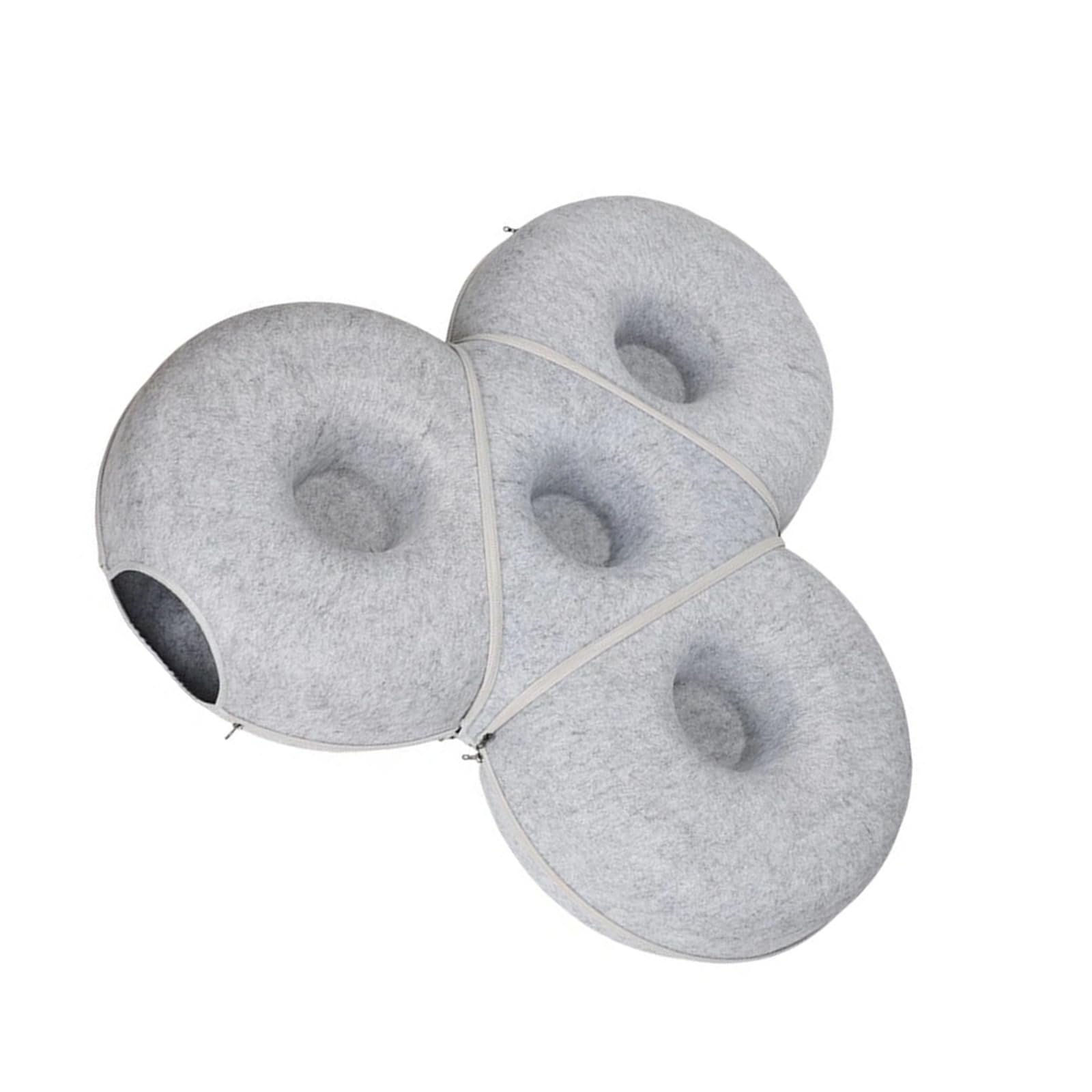 Lit tunnel pour chat avec triple division et couchage thermique en peluche