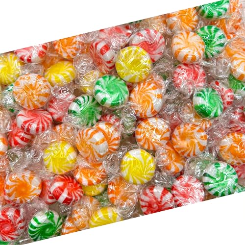 Fruit Starlights Hard Candy | 1 Pound Bag - Approx. 75 Count | Assorted Fruit Flavored Pinwheels | Individually Wrapped Christmas Candy | Orange, Lemon, Lime, Cherry