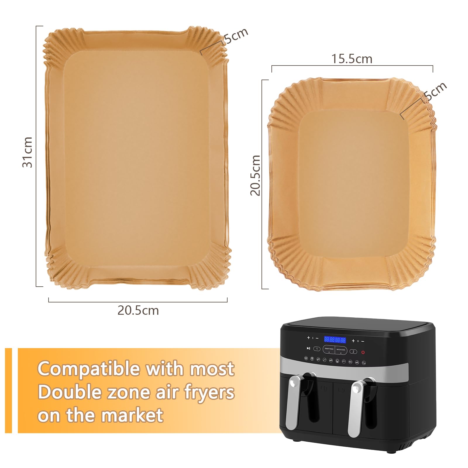 Fogli Carta Forno Per Friggitrice Ad Aria - Rettangolari BPA Free, Antigrasso E Biodegradabili - Foto 7