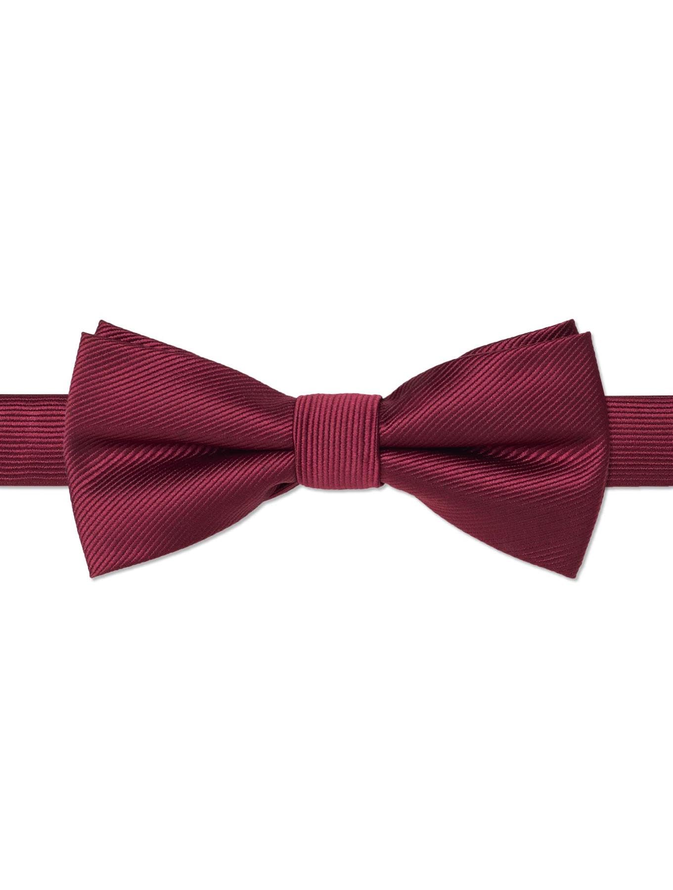 Roco boys banded burgundy dickie bow, ribbed texture, ages 5-15yrs