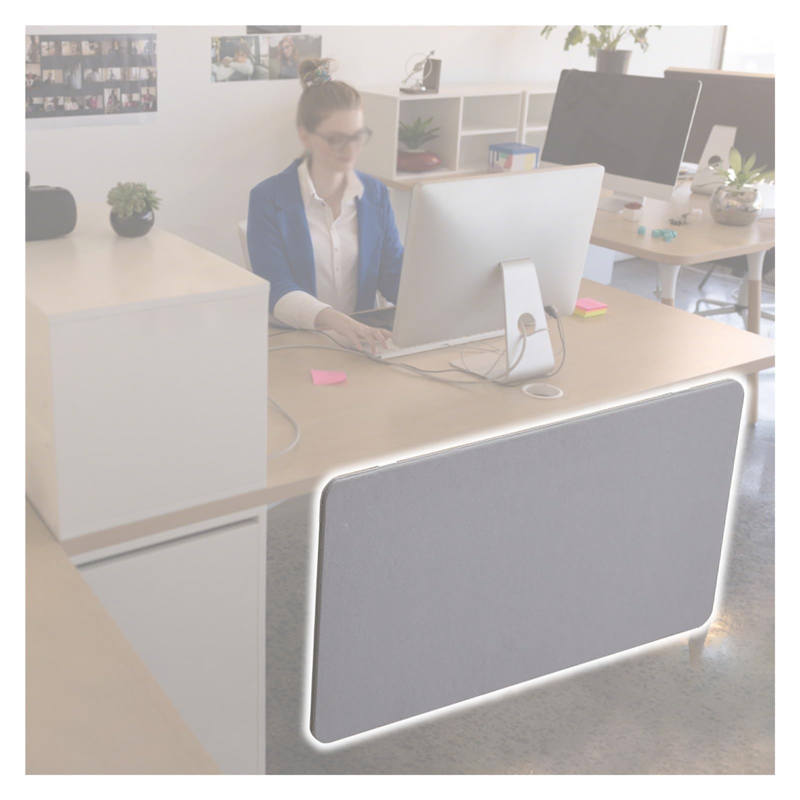 Cloison insonorisée bureau assis-debout écran séparateur gris clair 35x65