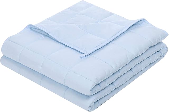 Weighted Blanket for Kids (4.5kg, 105 x 150cm, Light Blue) - Heavy Blanket for Teenagers Anxiety Calming Blanket for Stress Relief and Quality Sleep, 100% Breathable Cotton with Premium Glass Beads