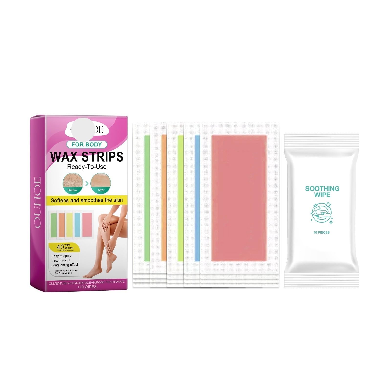 Épilation sans résidus avec le papier ciré dépilatoire pour jambes et maillot
