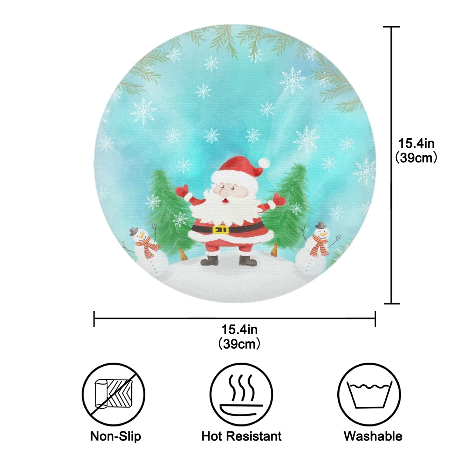 Set de table - Noël - Lot de 6 - Flocons de neige - PVC - 38cm - Maison