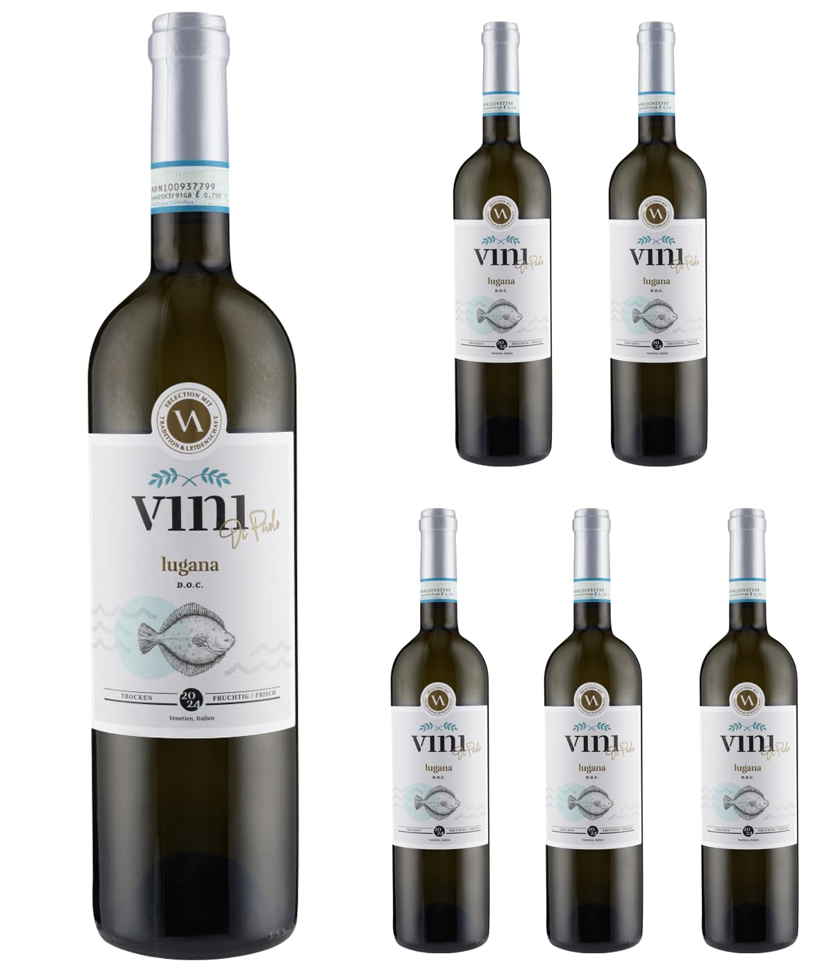 Lugana DOC 2024 Weißwein Italien – Vini di Paolo, trocken, 6x0,75L, Trebbiano di Lugana (Turbiana), Venetien, frisch und fruchtig, 13% Vol