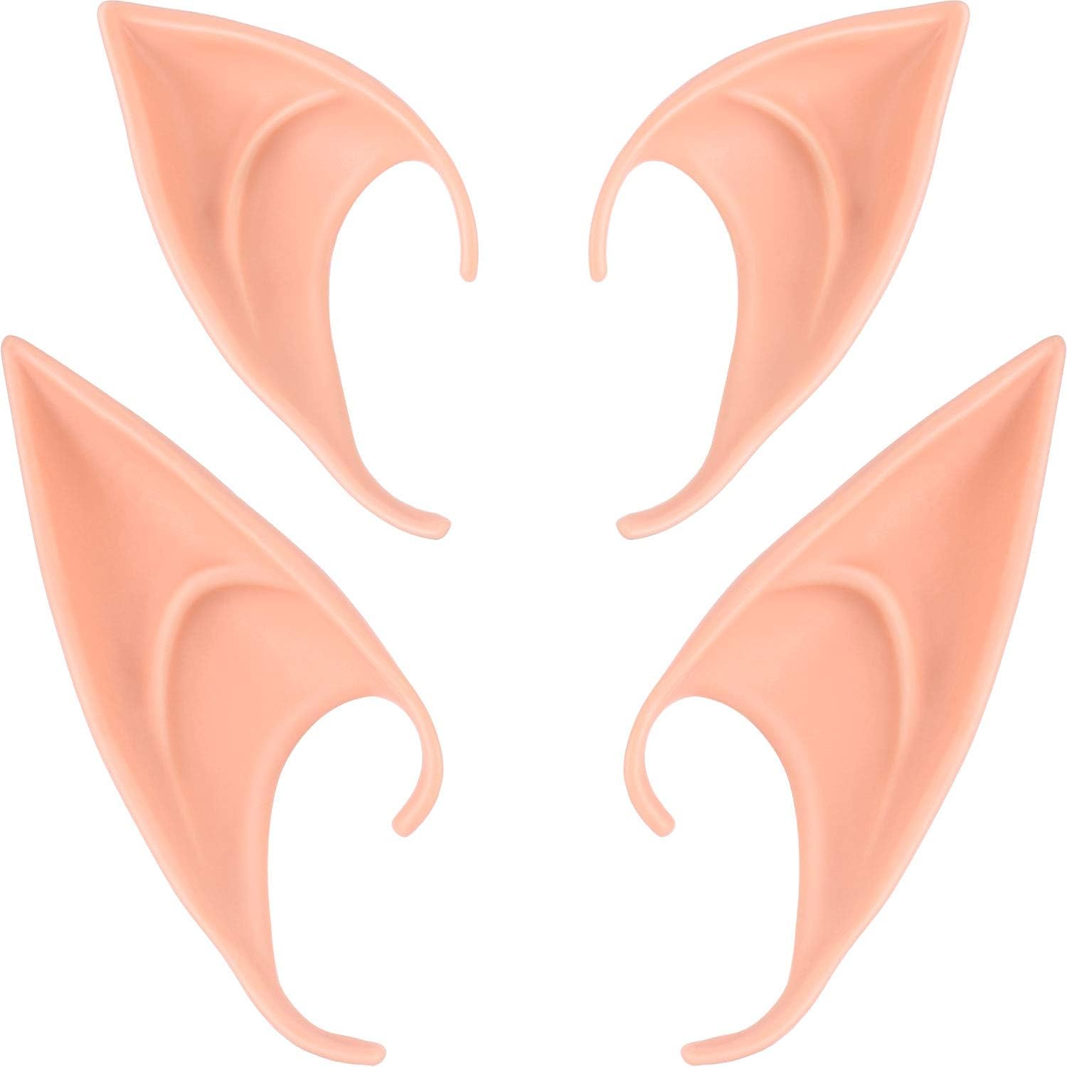 BBTO 2 Pairs Halloween Latex Elf Ears Cosplay Masks Fairy Goblin Ears, Light Color : Clothing, Shoes & Jewelry