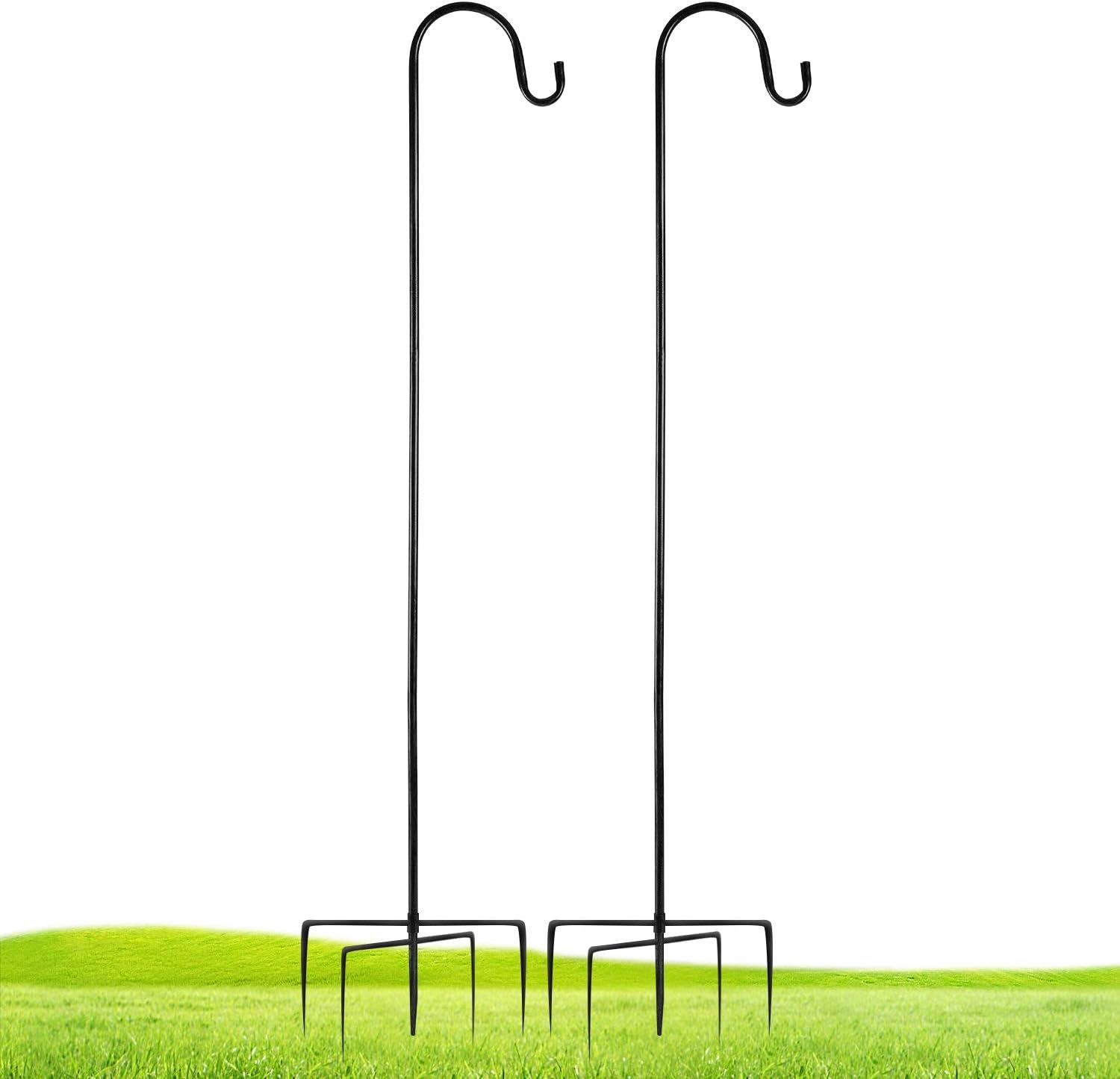 EXCMARK 2 Pack Shepherd Hook 42.5 inch extendable Outdoor use for Hanging Bird feeders/Solar Lights/Mason Jars/Flower Baskets, Shepards Hooks for Outdoor Bird Feeder Pole.