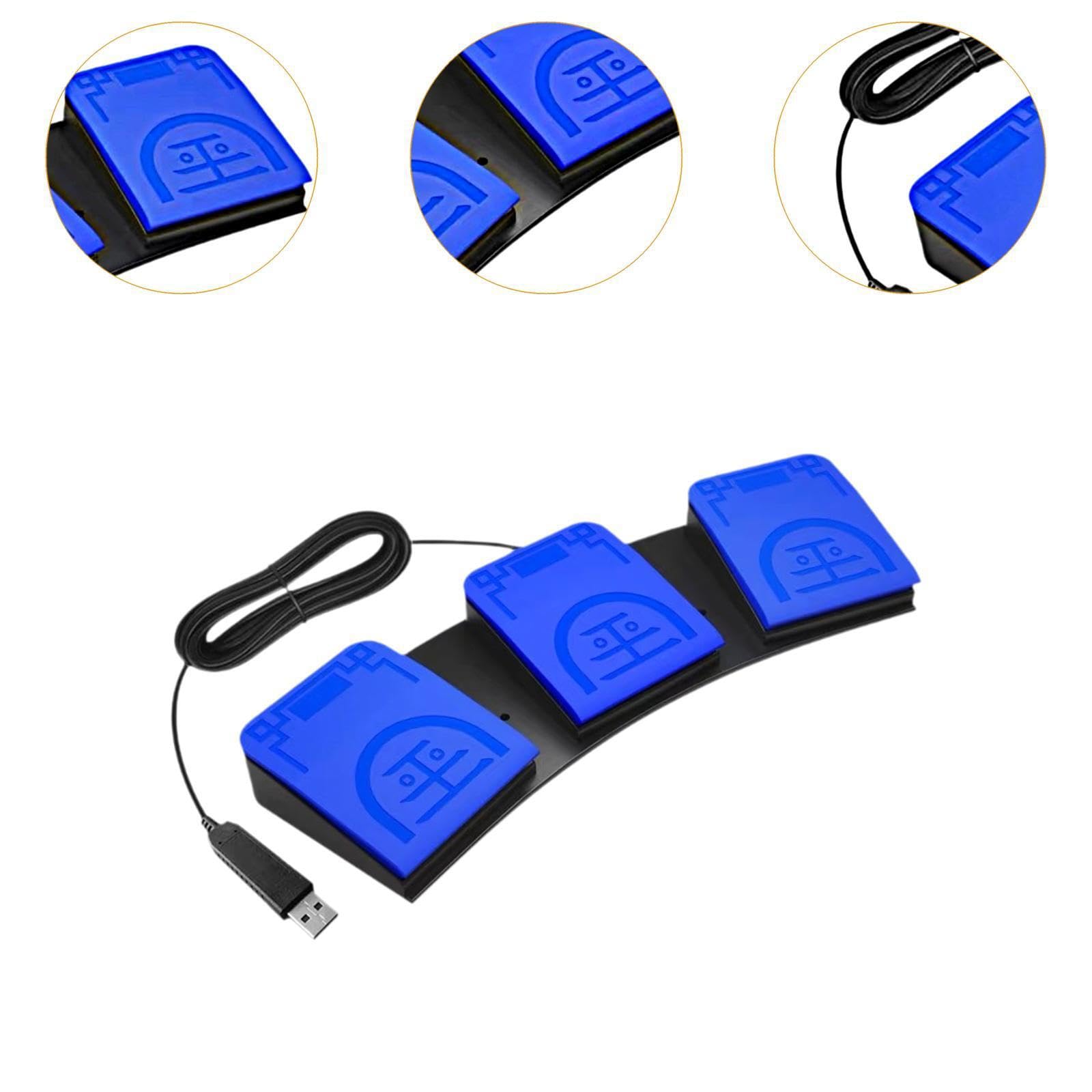 Pedal USB con 3 Teclas programables, Azul 34 x 11.5 x 4.3 cm | dispositivo de control eficaz para juegos, transcripción, funciones de cuerdas, control de juegos para PC en , Azul , 34 x