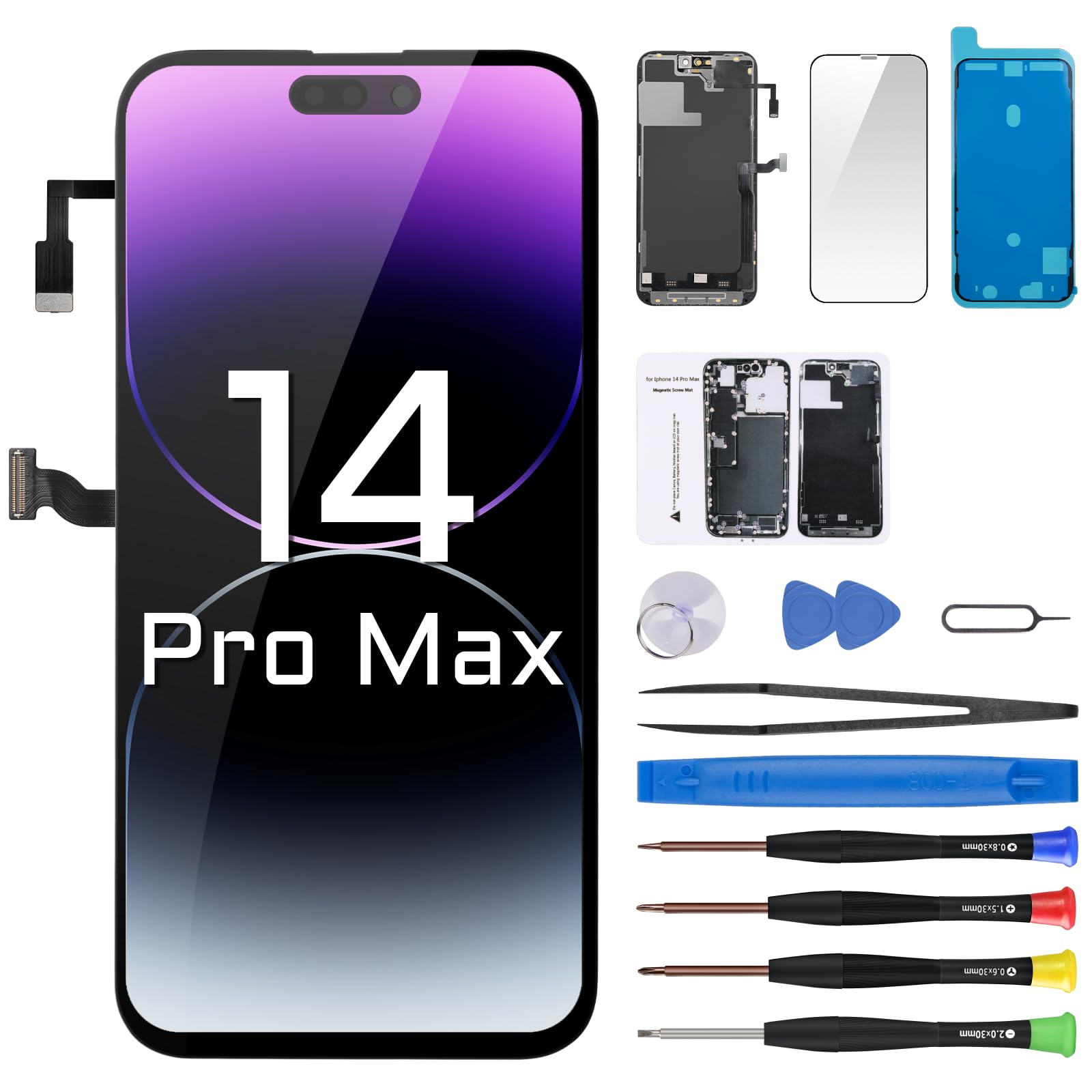 iPhone 14 Pro Max 用交換スクリーン Amazon.com: Risidamoy for iPhone 14 Pro Max Screen Replacement 6.7