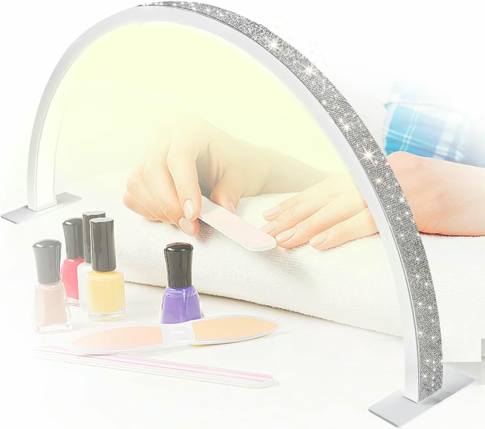 Lampada da Tavolo per Unghie a Mezzaluna, Luce LED per scrivania per Unghie, lampade per Unghie Scintillanti, Luce ad Arco per Ciglia da 39 W, luminosità Regolabile