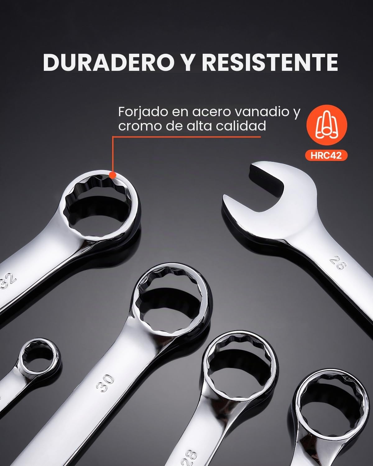 VEVOR 25 PCS Juego de Llaves Combinadas, Juego de Llaves de Boca con Bolsa Enrollable, juego de Llaves Grande de Acero al Carbono Métricas de 6-32 mm para Uso Doméstico, Reparaciones de Automóviles