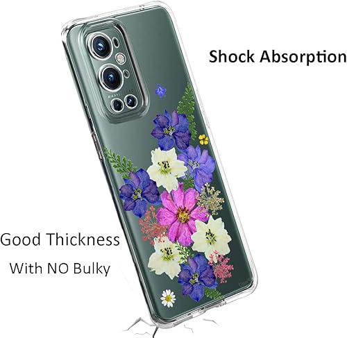Miniatura 6 de Unov Funda compatible con OnePlus 9 Pro 5G transparente con diseño de TPU suave, absorción de golpes, diseño delgado en relieve, funda protectora