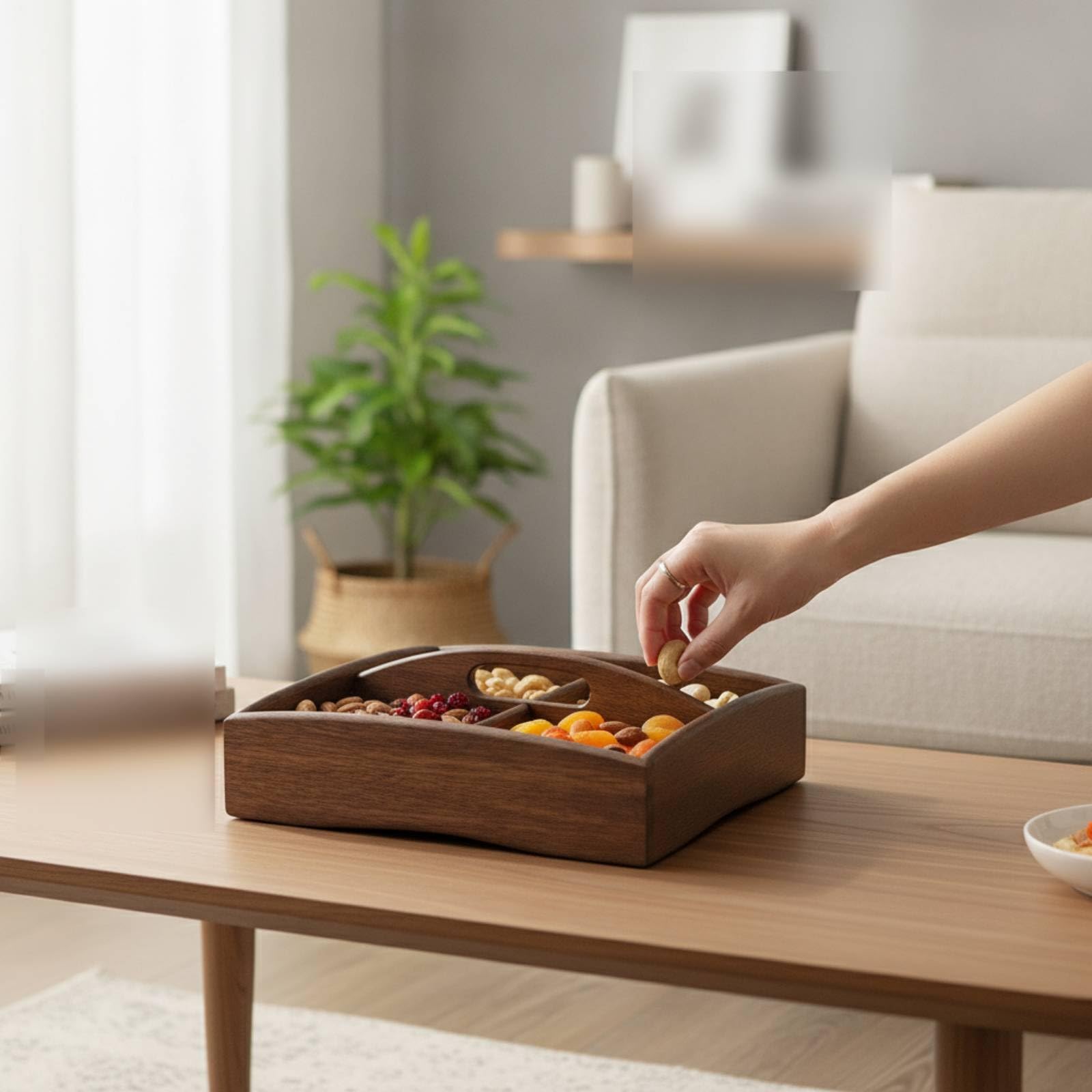 Banja con Compartimentos Rústica Banja Elegan Vajilla para Aperitivo, Salón, Seis Compartimentos con Tapa