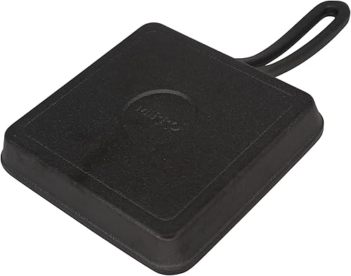 Miniatura 3 de Mirro Mini cuadrado de hierro fundido de 5 x 5 pulgadas, utensilios de cocina presazonados aptos para horno para camping, uso en interiores y