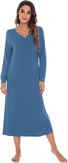 WiWi Nightgowns for Women Soft Sleepwear Long Sleeve Nightshirts Pajamas Gown Viscose from Bamboo Sleepwear S-XXL